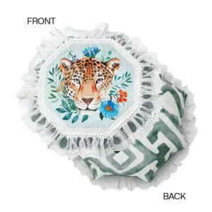 Leopard Cushion Cover Blue Green