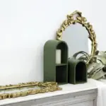 SWEETGO 2 Layers Wood Arch House Home Decoraion for Cupcake Push Cake Dessert Table Nordic Fores