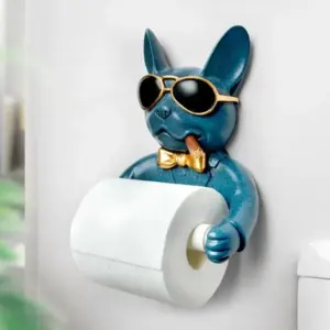 Fun Bulldog Toilet Paper Holder Sculpture