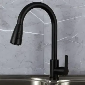Matte black kitchen faucet | Made of high-quality stainless steel with removable head piece