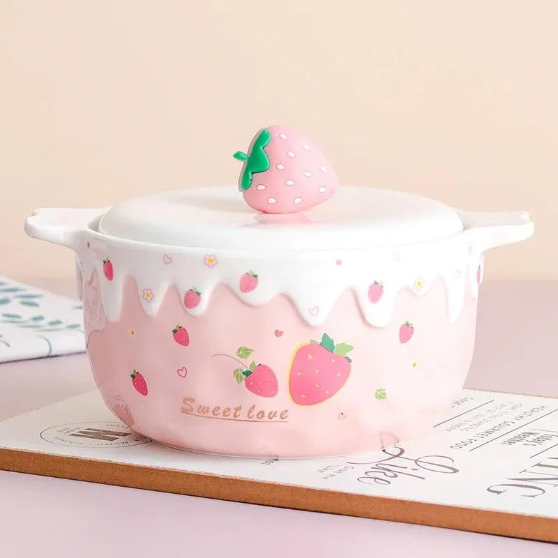 Strawberry Ceramic Ramen Bowl - ISTANBULLU LTD