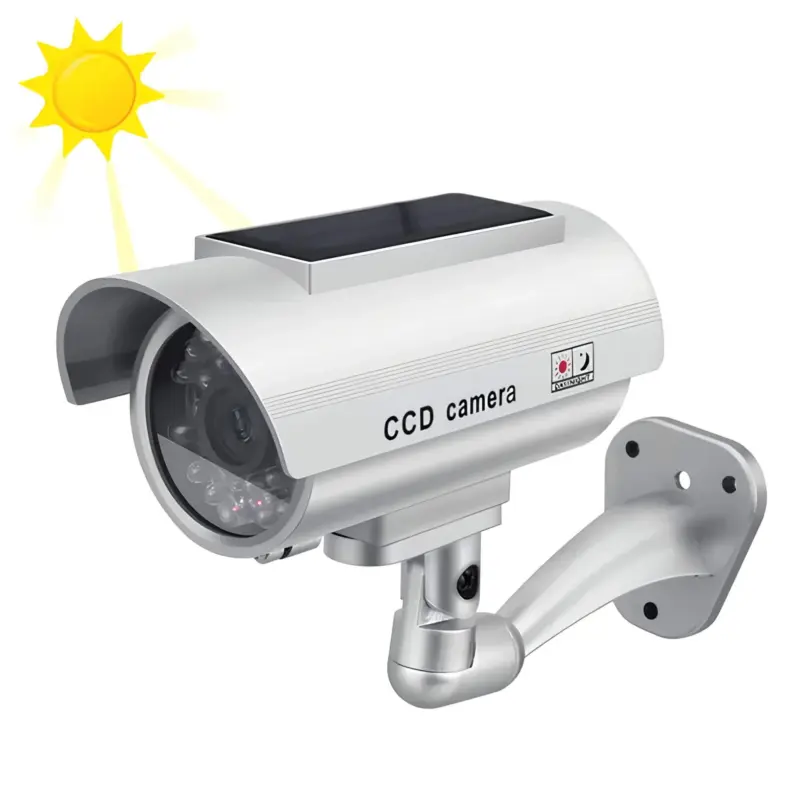 SafeWatchDummyCam SolarbetriebeneAttrappemitBewegungsmelderundLED LichtSolarsilver