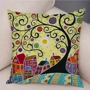 Retro Colorful Cities Cushion Covers