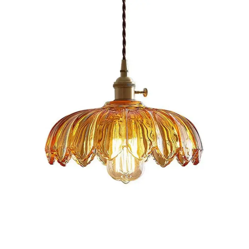 ScallopedGlassFlowerCeilingLightIndustrialSingle yyt