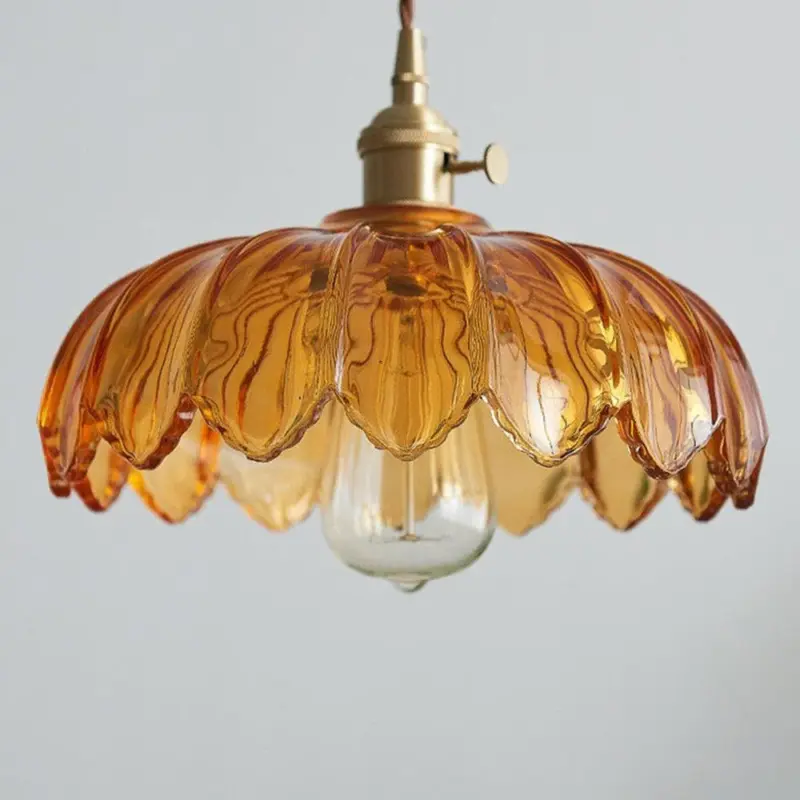 ScallopedGlassFlowerCeilingLightIndustrialSingle yyt
