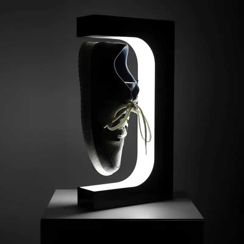 Schwebendes LED Schuhdisplay Minimalistische Tischlampe