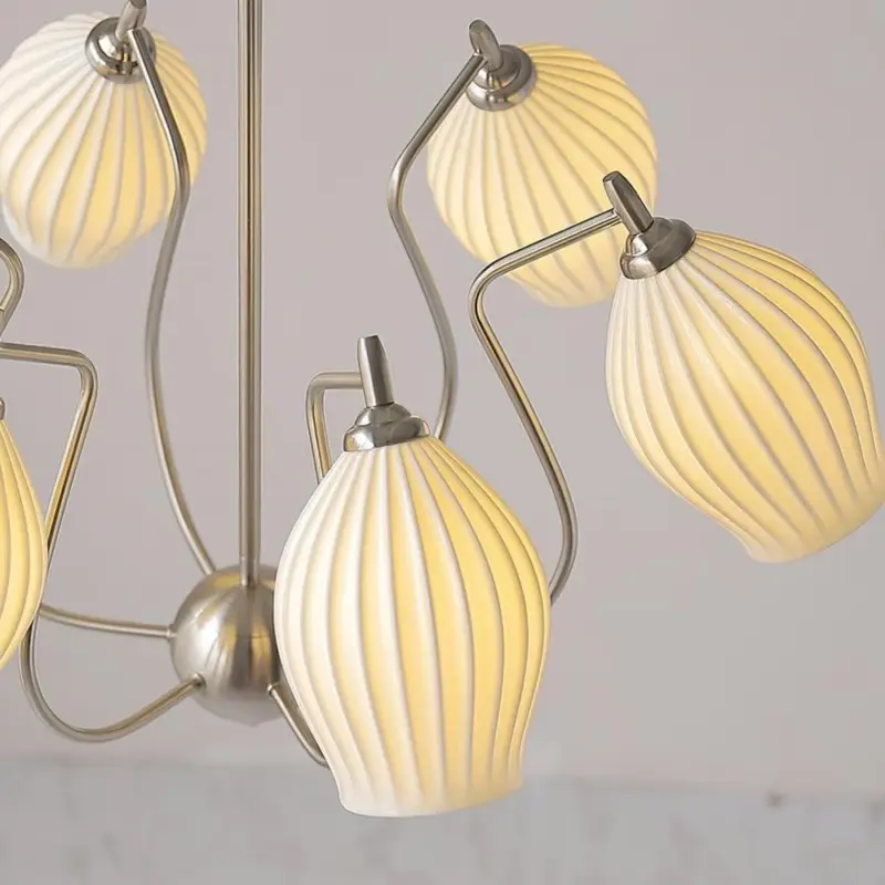 Sculptural Glass Ribbed Chandelier
