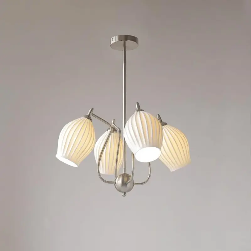 Sculptural Glass Ribbed Chandelier