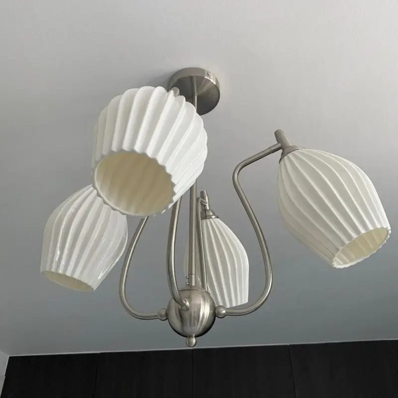 Sculptural Glass Ribbed Chandelier