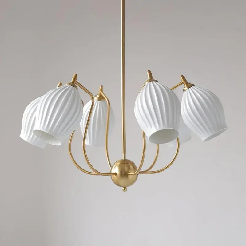 Sculptural Glass Ribbed Chandelier