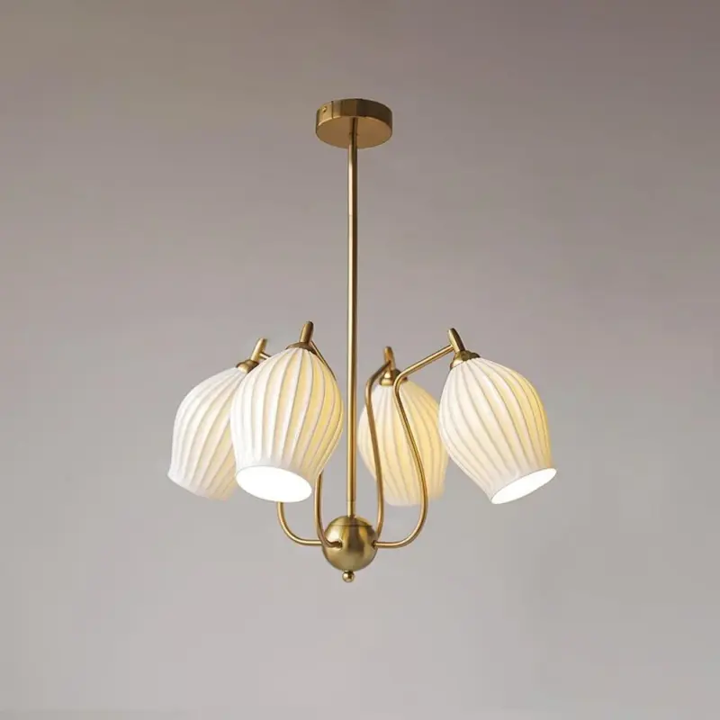 Sculptural Glass Ribbed Chandelier