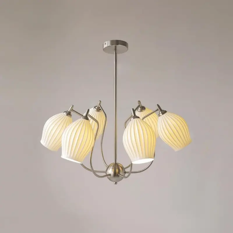 Sculptural Glass Ribbed Chandelier