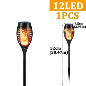 Outdoor Solar Powered Torch Lights Waterproof Garden Patio Flickering Dancing Flame Lamp