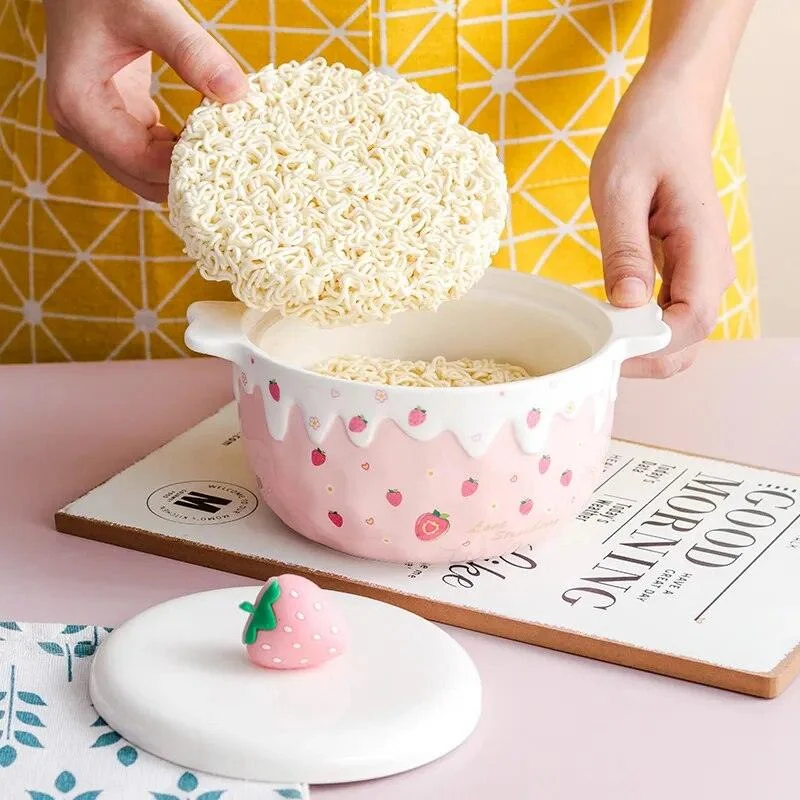 Strawberry Ceramic Ramen Bowl - ISTANBULLU LTD