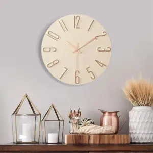 Wooden wall clock without frame - Scandinavian style - hanging decoration for living room and bedroom
