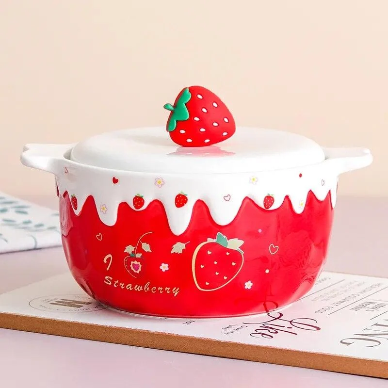 Strawberry Ceramic Ramen Bowl - ISTANBULLU LTD