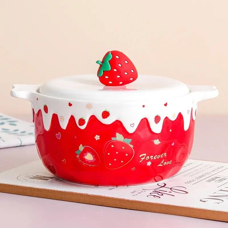 Strawberry Ceramic Ramen Bowl - ISTANBULLU LTD