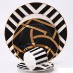Service-de-table-en-porcelaine-au-design-moderne-noir-vaisselle-et-cadeau-tasse-caf-soucoupe-avec Service de table en porcelaine au design moderne noir vaisselle et cadeau tasse caf soucoupe avec