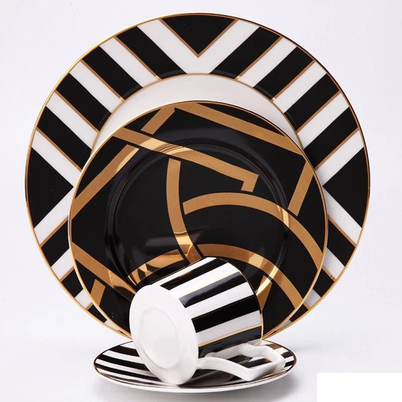 Service De Table En Porcelaine Au Design Moderne Noir Vaisselle Et Cadeau Tasse Caf Soucoupe Avec