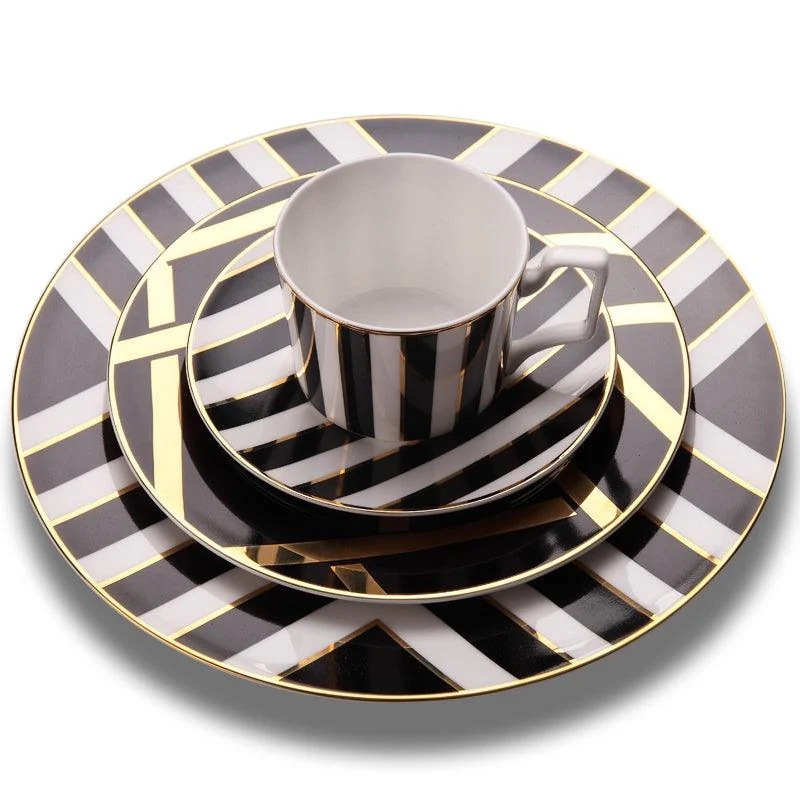 Service De Table En Porcelaine Au Design Moderne Noir Vaisselle Et Cadeau Tasse Caf Soucoupe Avec 76f034e5 6bbb 4f1f 9d2e F8bbef3cf287