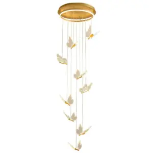 Shiny Spiral LED Pendant Lamp in Gold