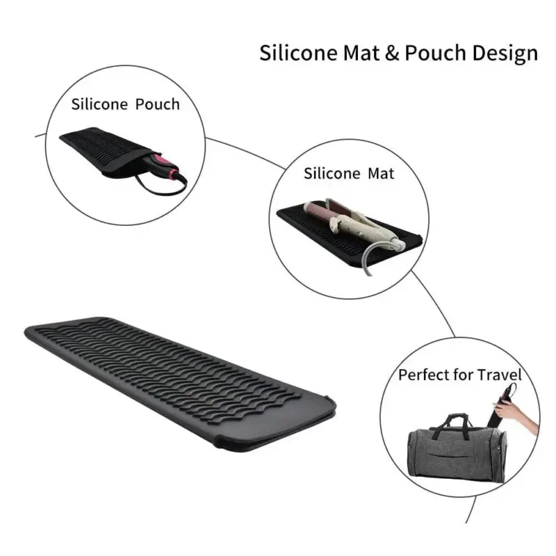 Silicone Heat Resistant Travel Pad Bag For Hair Curler Straight Hair Non Slip Insulation Storage Set 2c125ebc bd54 403b a45e 63a1a47d16fb