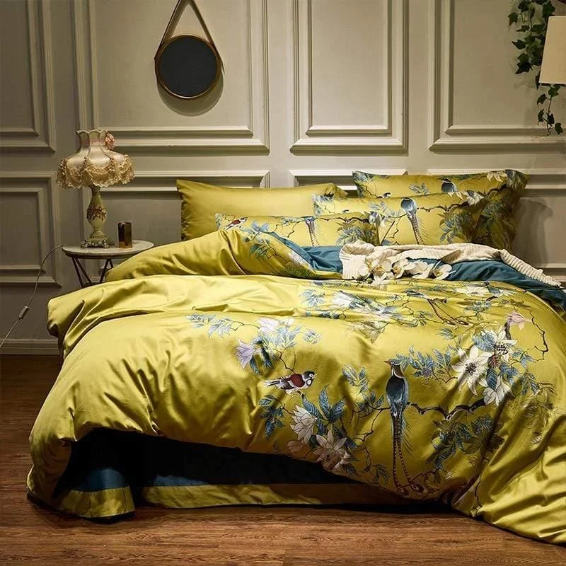 Silky Egyptian Cotton Yellow Green Duvet Cover Bed Sheet Fitted Sheet Set King Size Queen Bedding D8d3f8f6 534f 42ad B0b7 14d1d67c0564