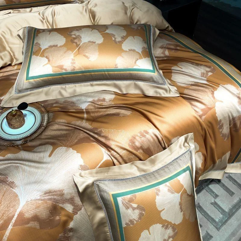 Silky Smooth 1000tc Lyocell Tencel Duvet Cover Breathable Soft Colorful Leaves Bedding Bed Sheet Pillowcases Wrinkle 6385f235 667a 4449 8644 36ed43c6ad48