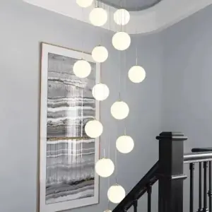 Silver Gold European Glass Ball LED Pendant Lighting Living Dining Room Stairs Loft Chandelier