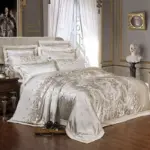 Sliver Gold Luxury Silk Satin Jacquard duvet cover bedding set queen king size Embroidery bed set