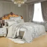 Sliver Gold Luxury Silk Satin Jacquard duvet cover bedding set queen king size Embroidery bed set 8095ff7f abc1 44e0 8d74 1bb4639c2da2