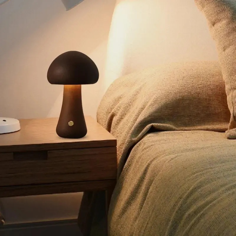 SmallCuteMushroomLEDLightingWoodenRoomDecorationLamp Homeko6