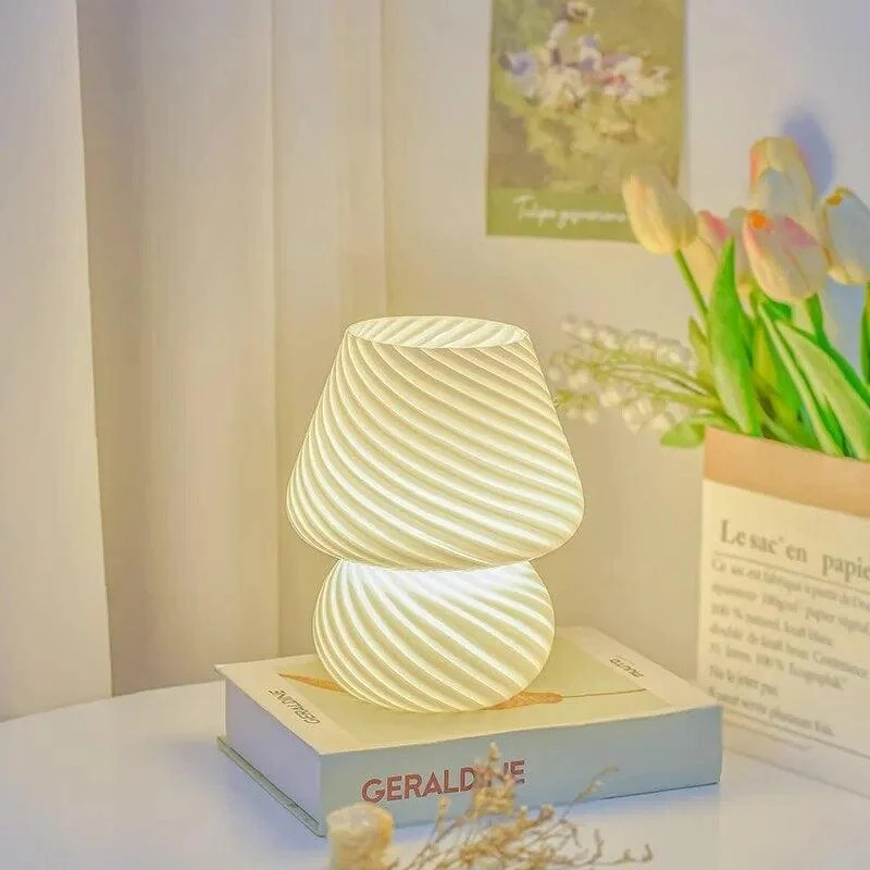 Small Striped Glass Baby Mushroom Lamp - ISTANBULLU LTD