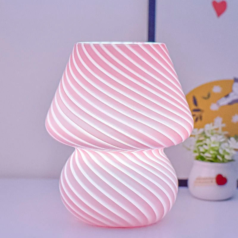 Small Striped Glass Baby Mushroom Lamp - ISTANBULLU LTD