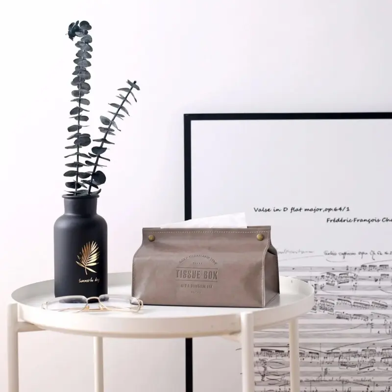 Soft Vegan Leather Tissue Box Decorfaure