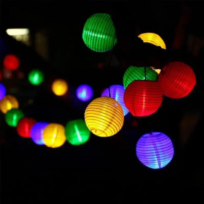 Solar Lantern String Lights Paper Lantern Solar Garland Light Outdoor Christmas Garden Backyard Balcony Lantern Ball ad611b81 5289 4e54 bc29 a5277295b266
