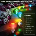 Solar Mushroom Light Garden Outdoor Decor 8 Modes Waterproof Mushroom Lamp Pathway Landscape Yard Easter Halloween