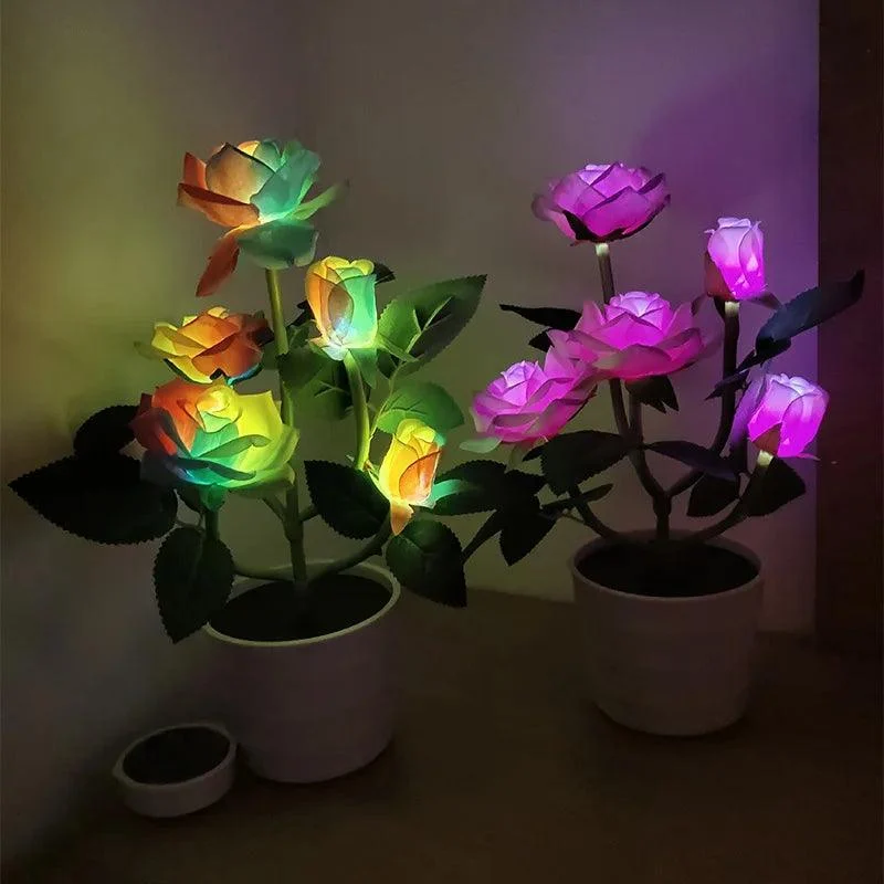 Solar Powered Rose Lawn Lamp Garden Balcony Home Bedroom Led Rose Decorative Table Lamp Artificial Plant 1cdab807 864e 4f80 A70d A5a02b9f9760