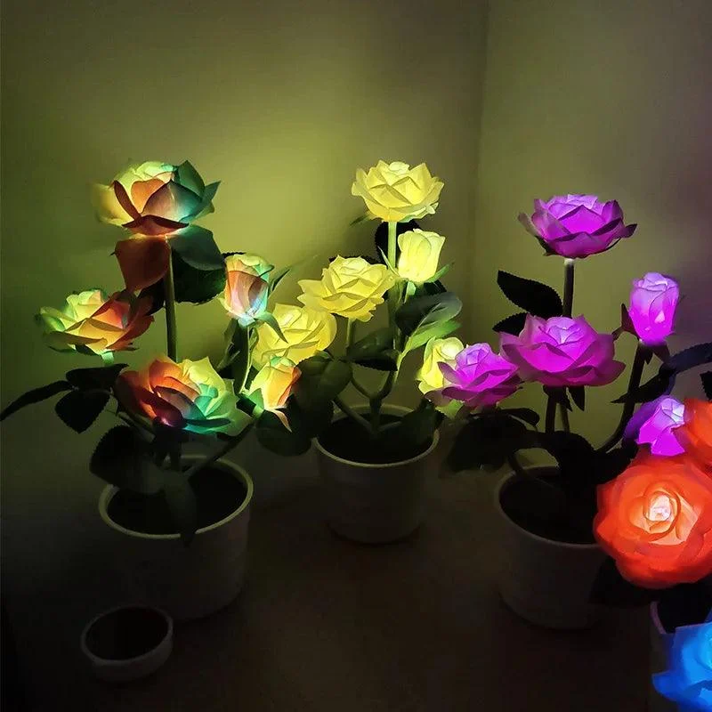 Solar Powered Rose Lawn Lamp Garden Balcony Home Bedroom Led Rose Decorative Table Lamp Artificial Plant 2a282d42 D51d 44a1 83bf A7c75d8a439c