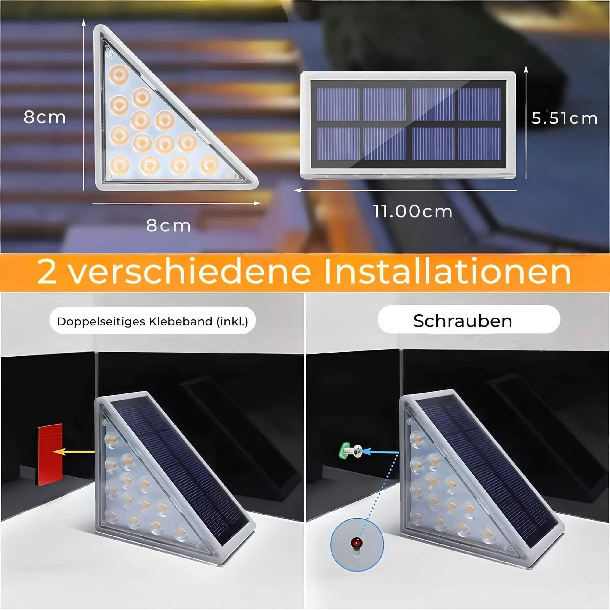 Solarsteplights Solarbetriebenetreppenleuchtenfuraussenbereiche Xlumina5