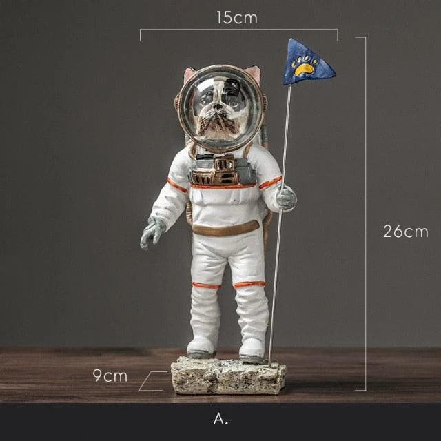 Space Bulldog Astronaut Figurines - Homeko