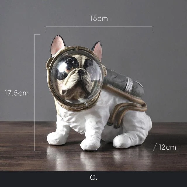 Space Bulldog Astronaut Figurines - Homeko