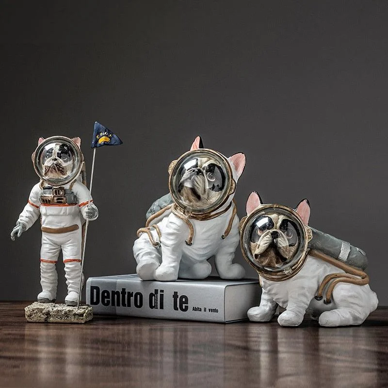 Space Bulldog Astronaut Figurines - Homeko