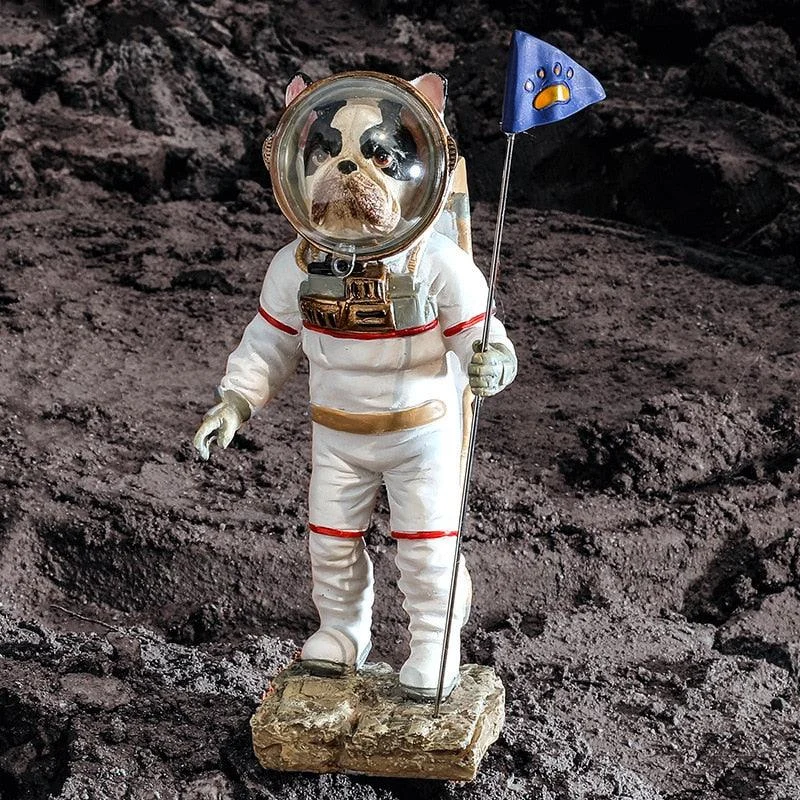 Space Bulldog Astronaut Figurines - Homeko