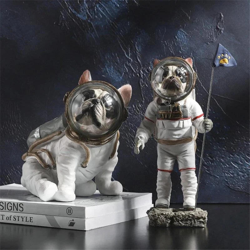 Space Bulldog Astronaut Figurines - Homeko