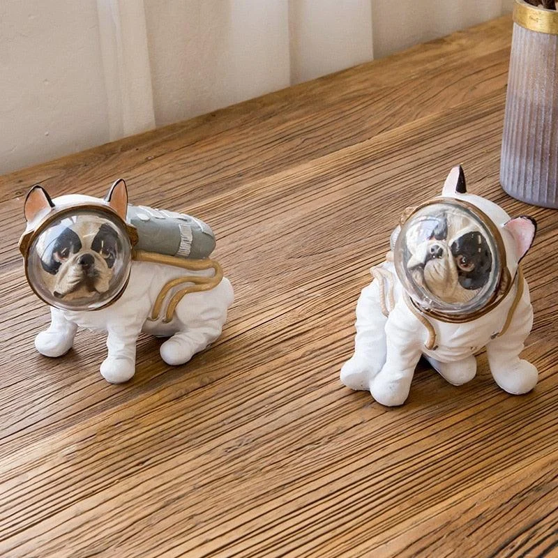 Space Bulldog Astronaut Figurines - Homeko