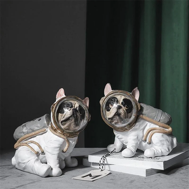 Space Bulldog Astronaut Figurines - Homeko