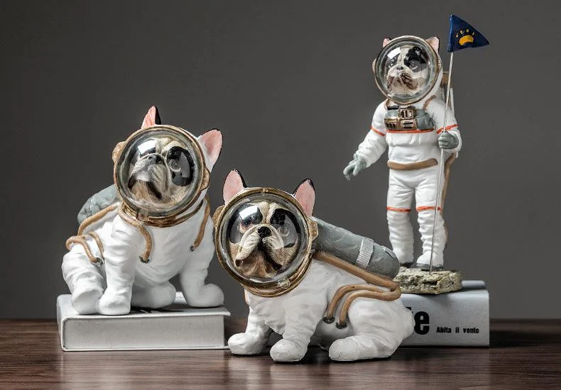 Space Bulldog Astronaut Figurines - Homeko