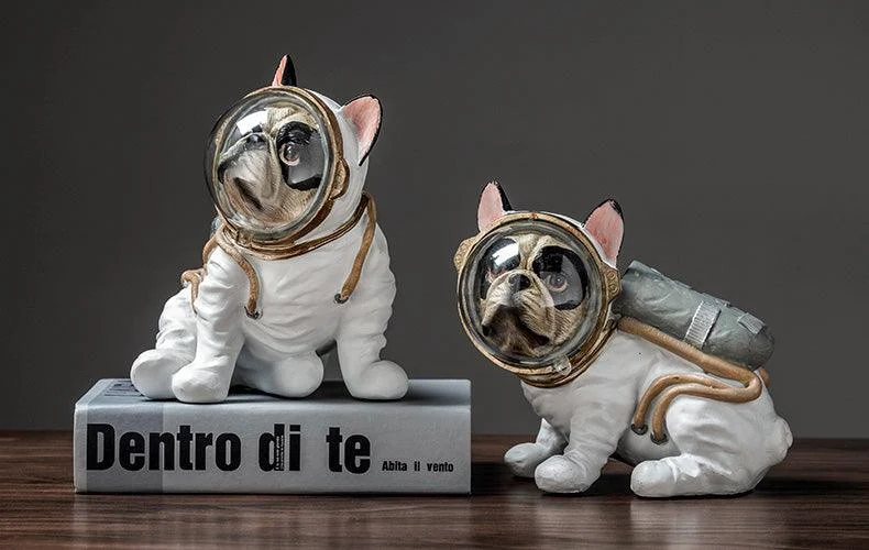 Space Bulldog Astronaut Figurines - Homeko