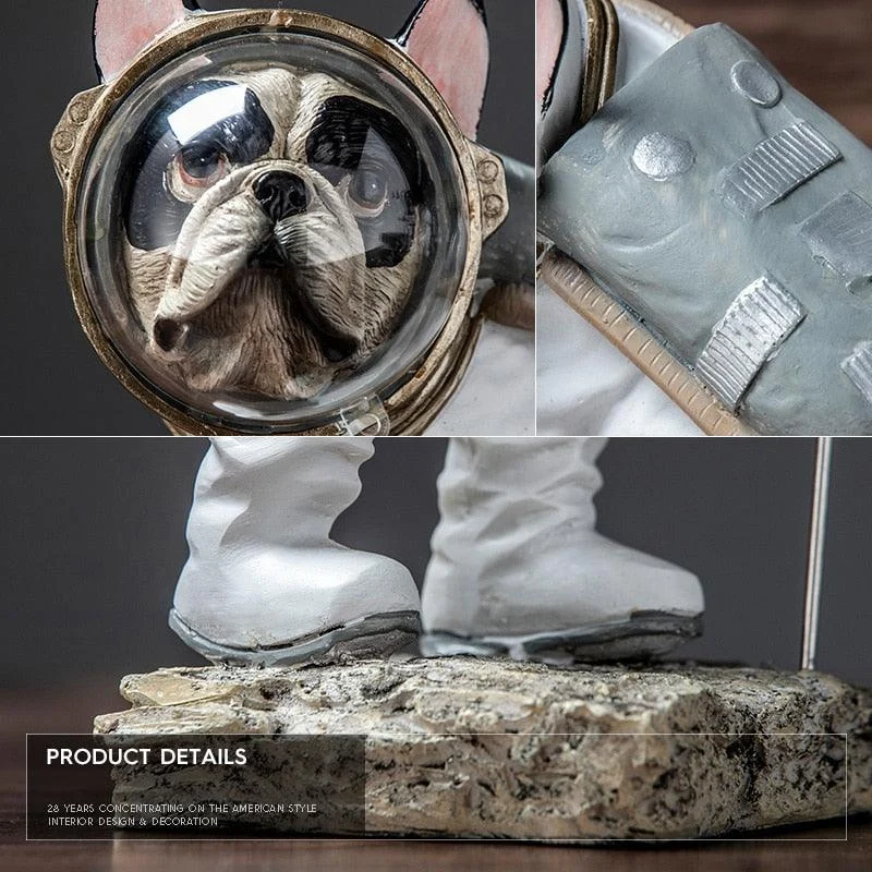 Space Bulldog Astronaut Figurines - Homeko